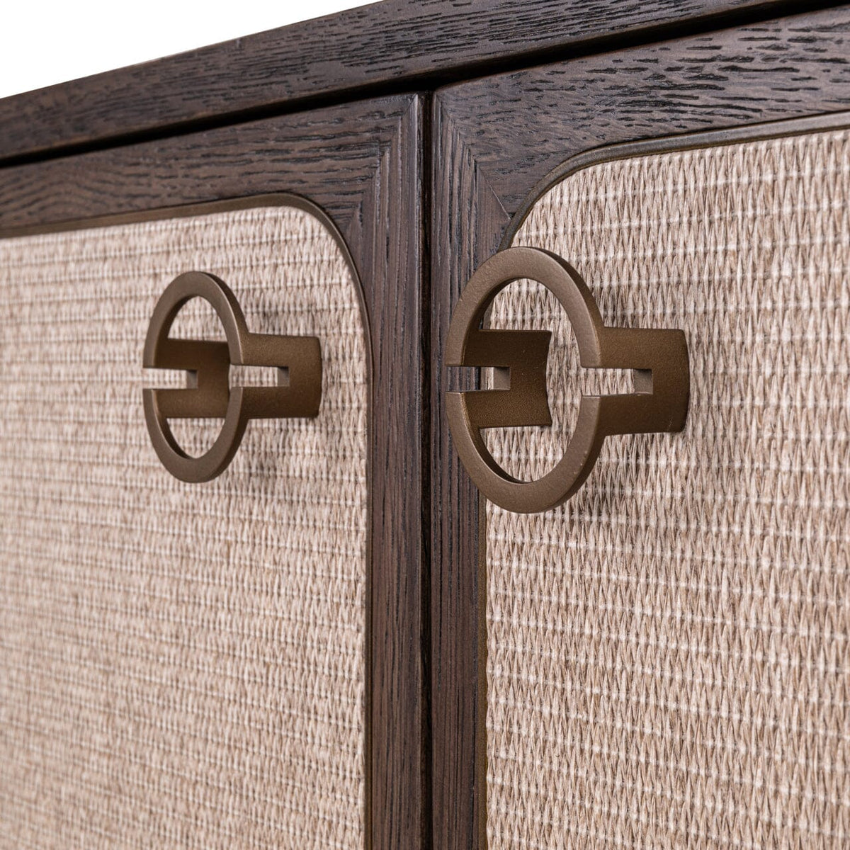 Alexandra Luxury Linen & Dark Brown Oak 2 Door Sideboard Furniture 