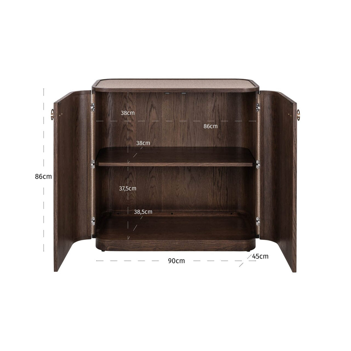 Alexandra Luxury Linen & Dark Brown Oak 2 Door Sideboard Furniture 