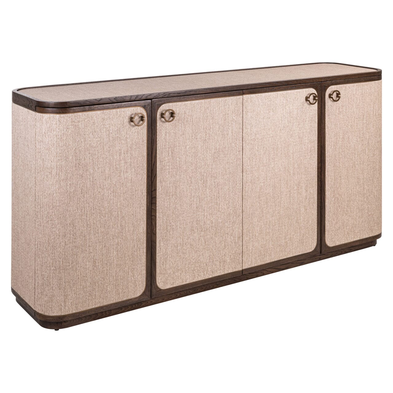 Alexandra Luxury Linen & Dark Brown Oak 4 Door Sideboard Furniture 