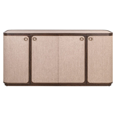 Alexandra Luxury Linen & Dark Brown Oak 4 Door Sideboard Furniture 