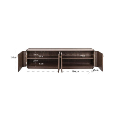 Alexandra Luxury Linen & Dark Brown Oak 4 Door TV Unit Furniture 