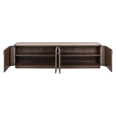 Alexandra Luxury Linen & Dark Brown Oak 4 Door TV Unit Furniture 