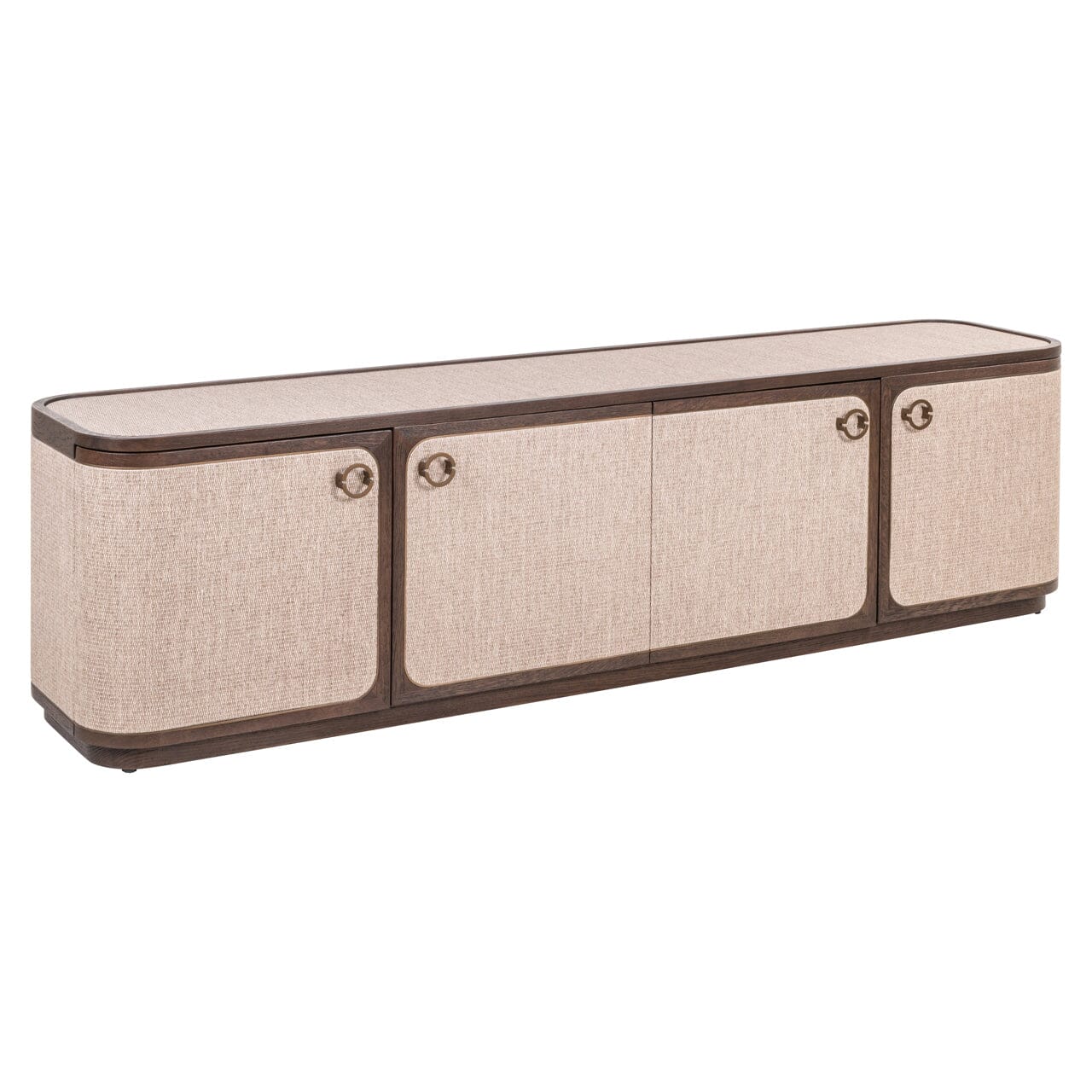 Alexandra Luxury Linen & Dark Brown Oak 4 Door TV Unit Furniture 