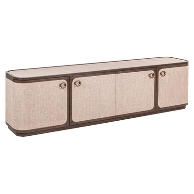 Alexandra Luxury Linen & Dark Brown Oak 4 Door TV Unit Furniture 