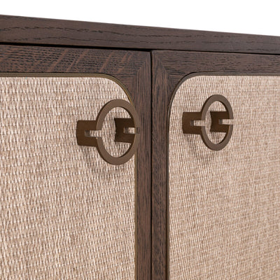 Alexandra Luxury Linen & Dark Brown Oak 4 Door TV Unit Furniture 