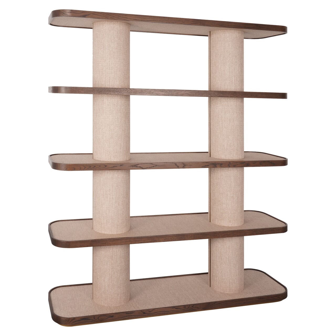Alexandra Luxury Linen & Dark Brown Oak Open Shelving Unit Furniture 