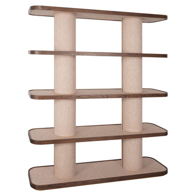 Alexandra Luxury Linen & Dark Brown Oak Open Shelving Unit Furniture 