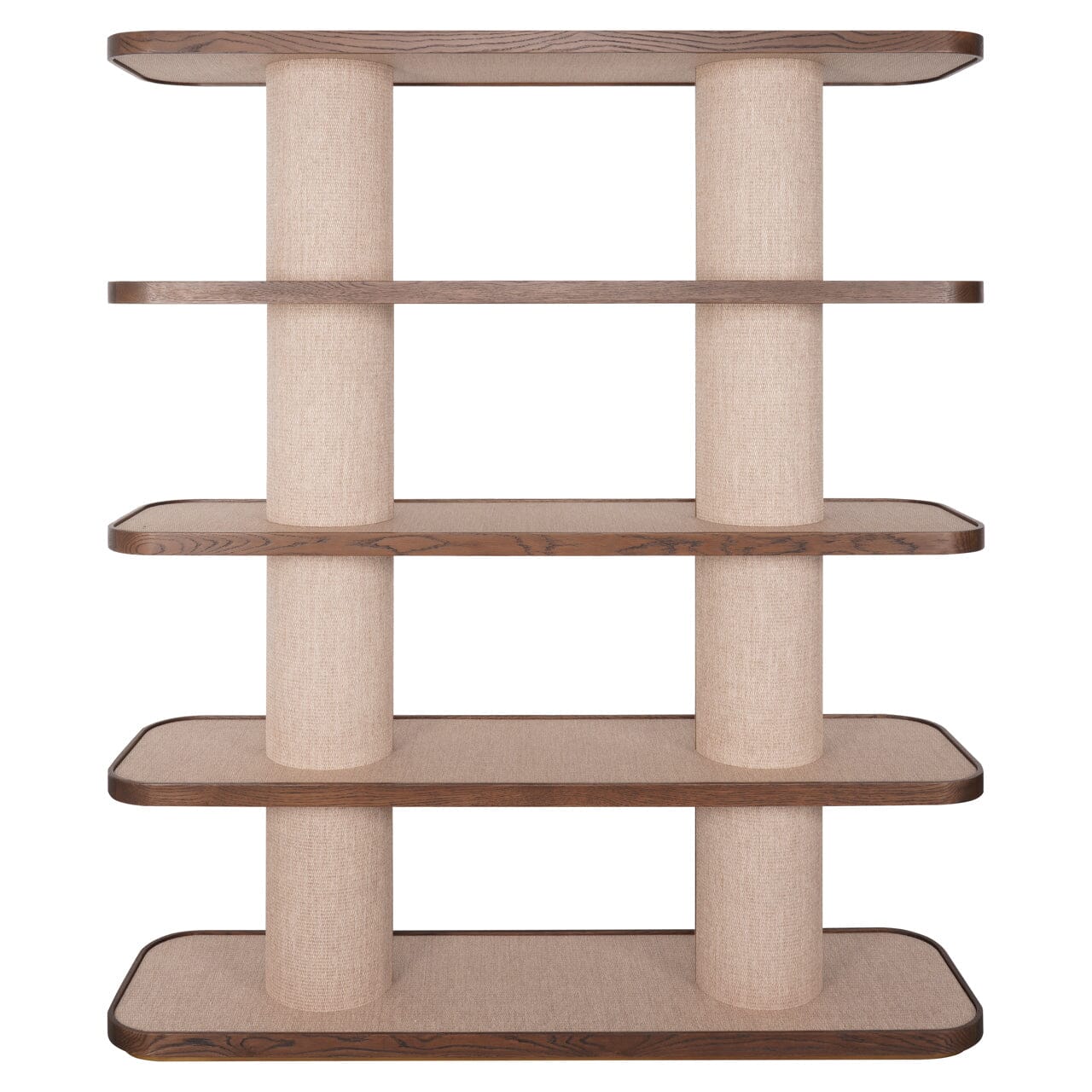 Alexandra Luxury Linen & Dark Brown Oak Open Shelving Unit Furniture 