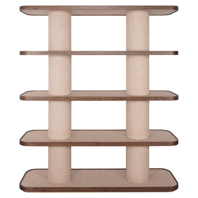 Alexandra Luxury Linen & Dark Brown Oak Open Shelving Unit Furniture 