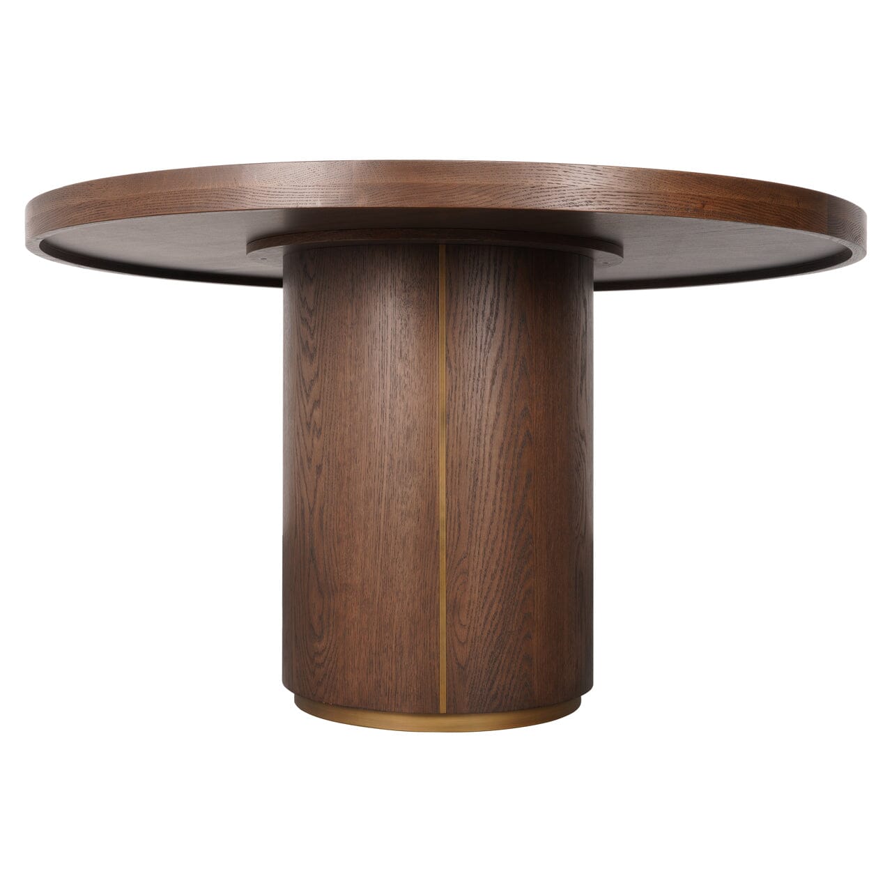 Alexandra Luxury Linen & Dark Brown Oak Round Dining Table Furniture 