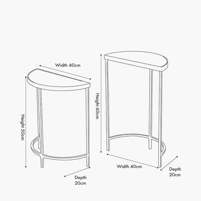 Alexis Bevelled Glass & Black Half Moon Side Tables - Set of 2 Furniture 