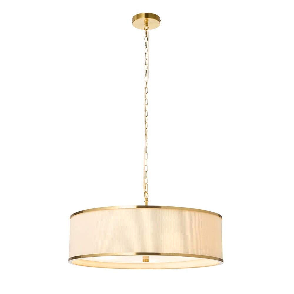 Alexis Cream Pleated & Gold 5 Light Ceiling Light Lighting 