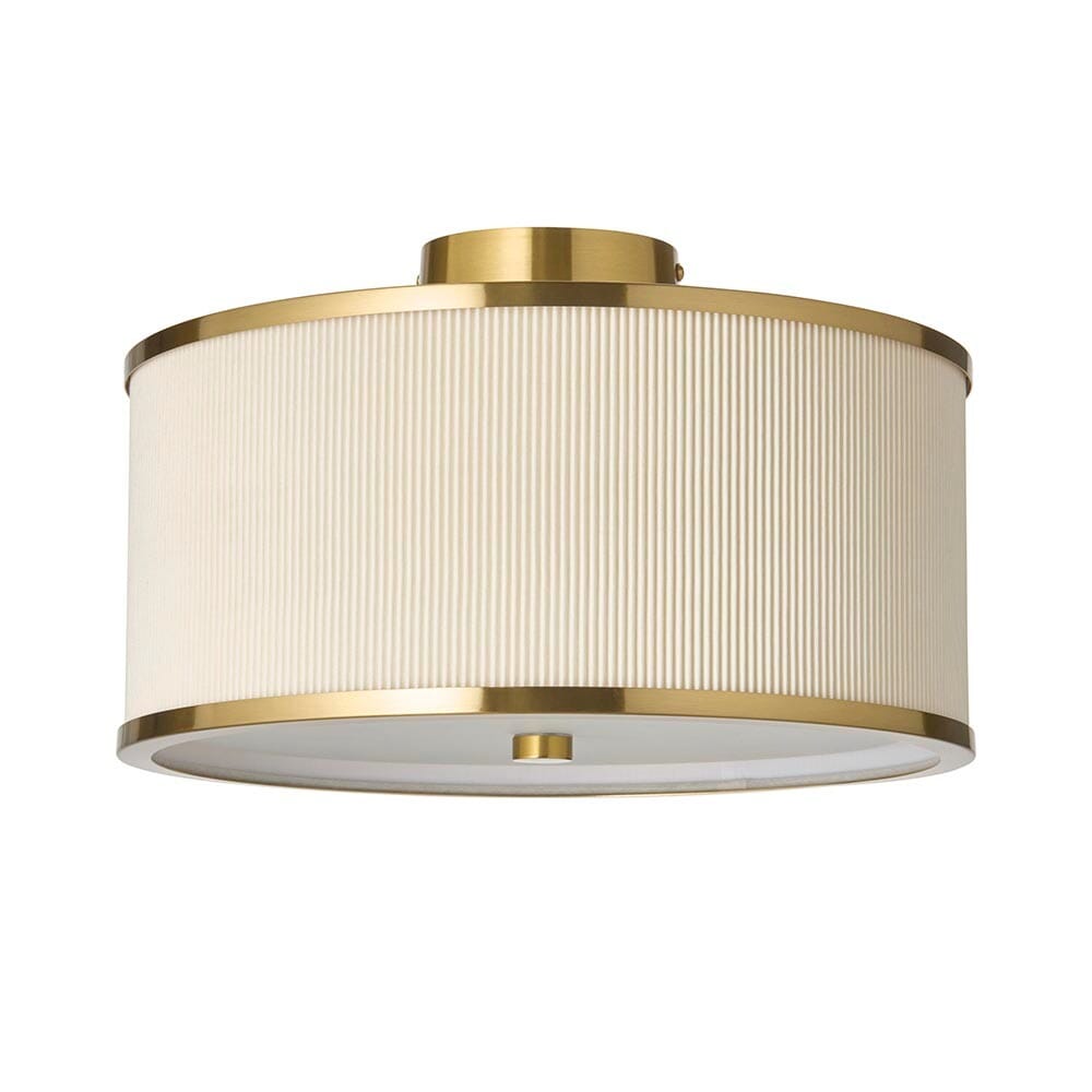 Alexis Flush Cream Pleated & Gold Ceiling Light Lighting 