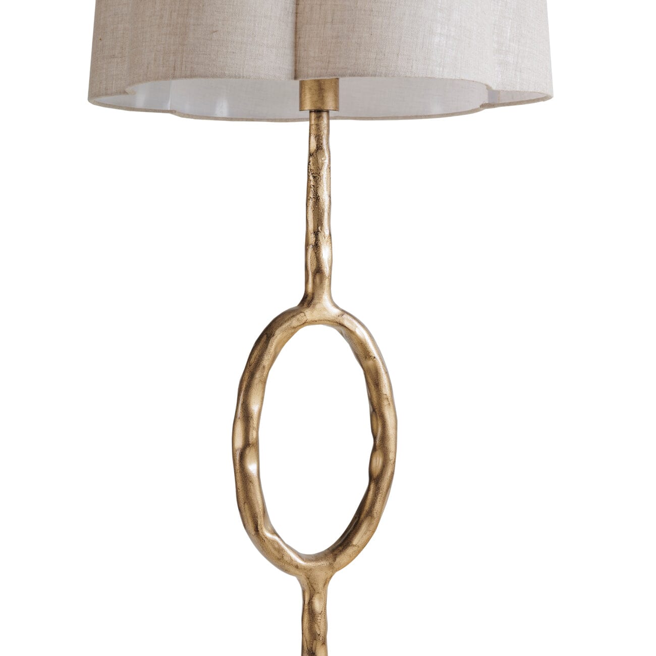 Alfie Gold Floor Lamp with Scalloped Linen Shade Lighting 