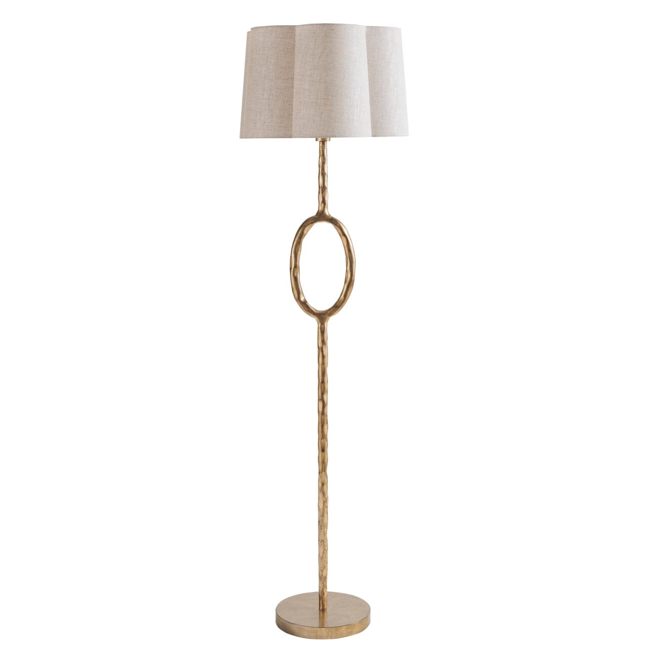 Alfie Gold Floor Lamp with Scalloped Linen Shade Lighting 