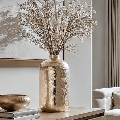 Alina Gold Hammered Metal Decorative Vase Accessories 