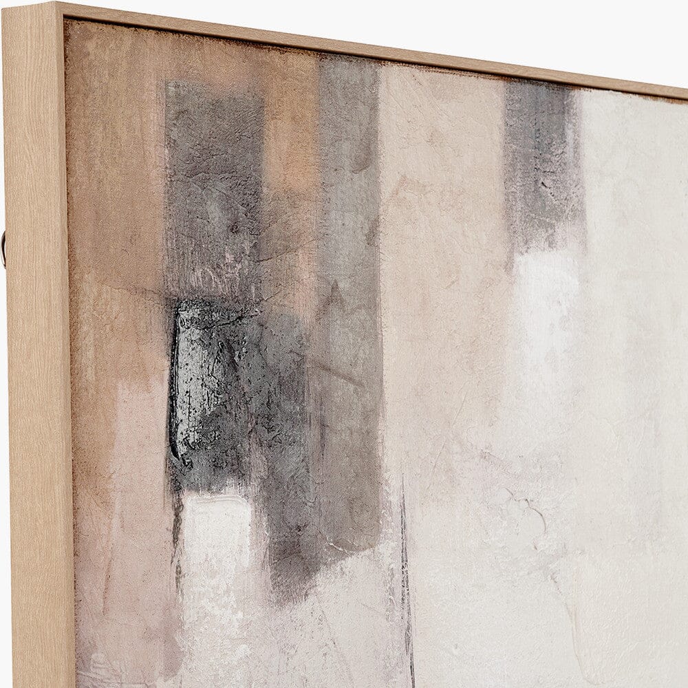 Alisona Neutral & Grey Textured Abstract Canvas with Natural Frame Accessories 