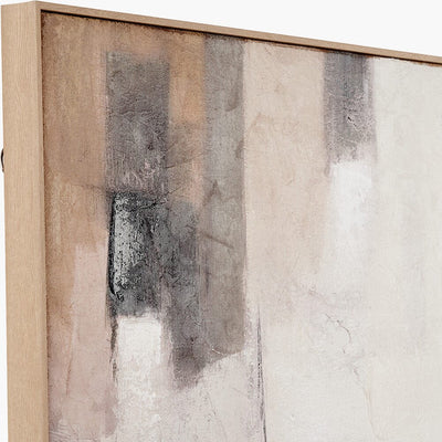 Alisona Neutral & Grey Textured Abstract Canvas with Natural Frame Accessories 