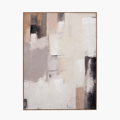 Alisona Neutral & Grey Textured Abstract Canvas with Natural Frame Accessories 