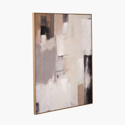 Alisona Neutral & Grey Textured Abstract Canvas with Natural Frame Accessories 