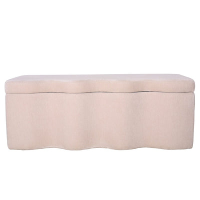 Alissia Warm Stone Velvet Squiggle Edge Storage Bench Furniture 