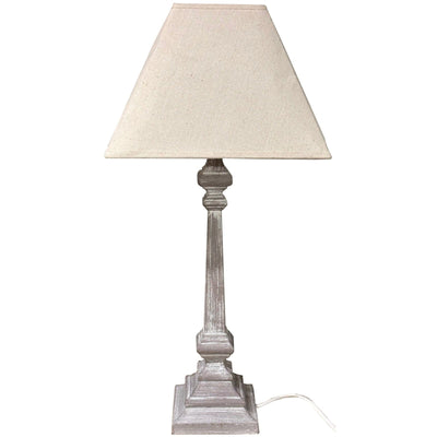 Alnwick Wooden Table Lamp with Neutral Shade Lighting 