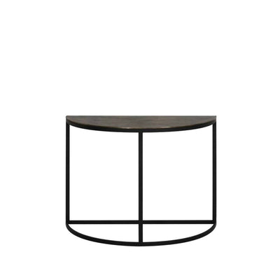 Alon Black Metal Half Moon Console Table with Bronze Top Furniture 