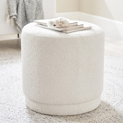 Alora Ivory Boucle Pouffe Furniture 