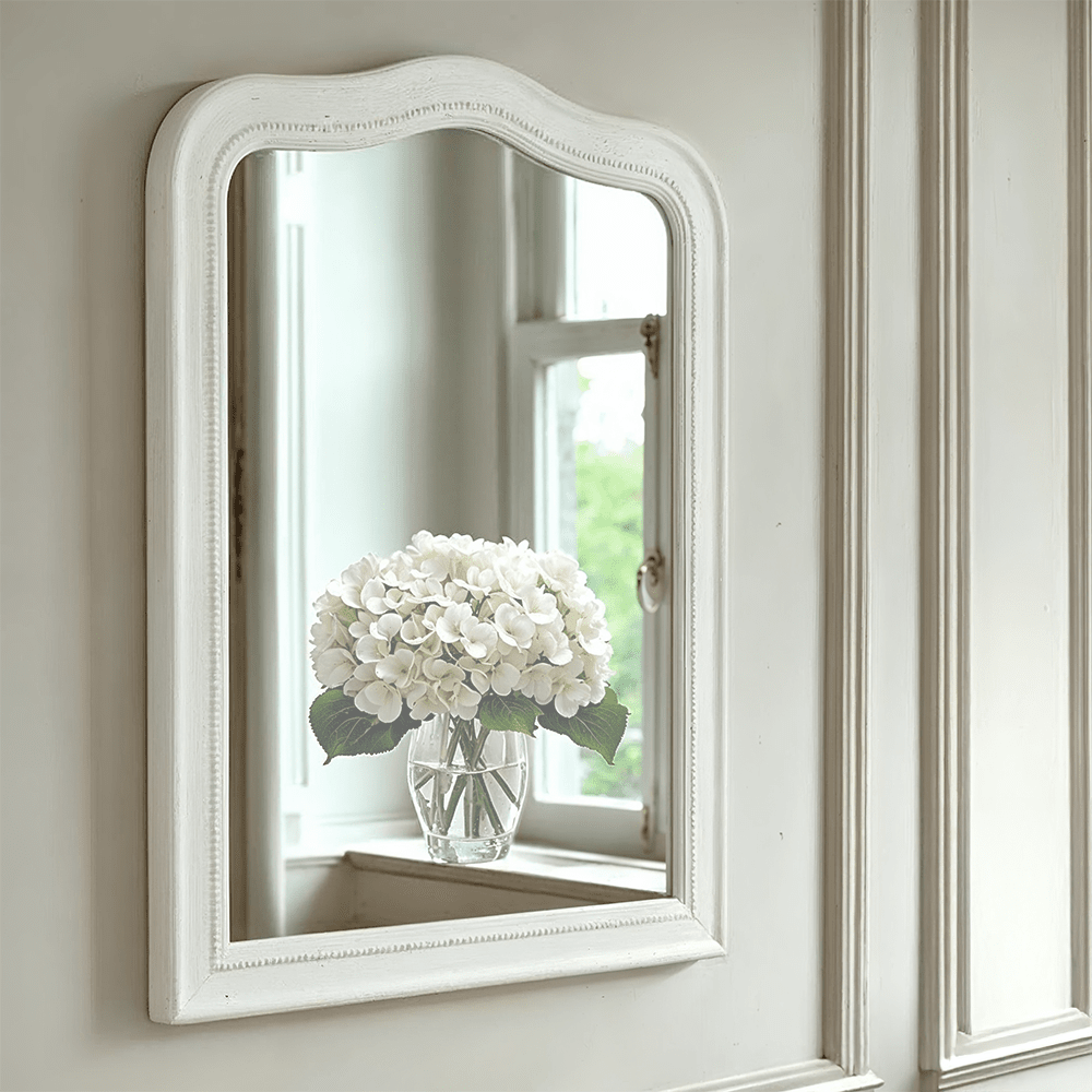 Alpar White Wooden Arch Wall Mirror Accessories 