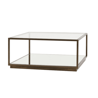 Alpha Bronze & Glass Coffee Table with Mirrored Shelf Furniture 