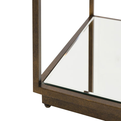 Alpha Bronze & Glass Side Table with Mirrored Shelf Furniture 