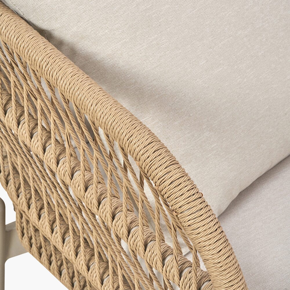 Amalfi Outdoor Cream & Natural Rope Weave Corner Seating Set Outdoor 