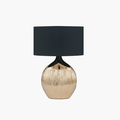 Andros Rounded Gold Table Lamp with Black Shade Lighting 