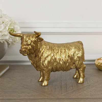 Angus Gold Highland Cow Ornament Accessories 