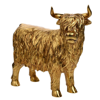 Angus Large Gold Highland Cow Ornament Accessories 