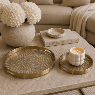 Antigua Zebra Print Gold Edge Trays - Set of 2 Accessories 