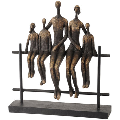 Antique Brass Family of Five Sitting Sculpture Accessories 
