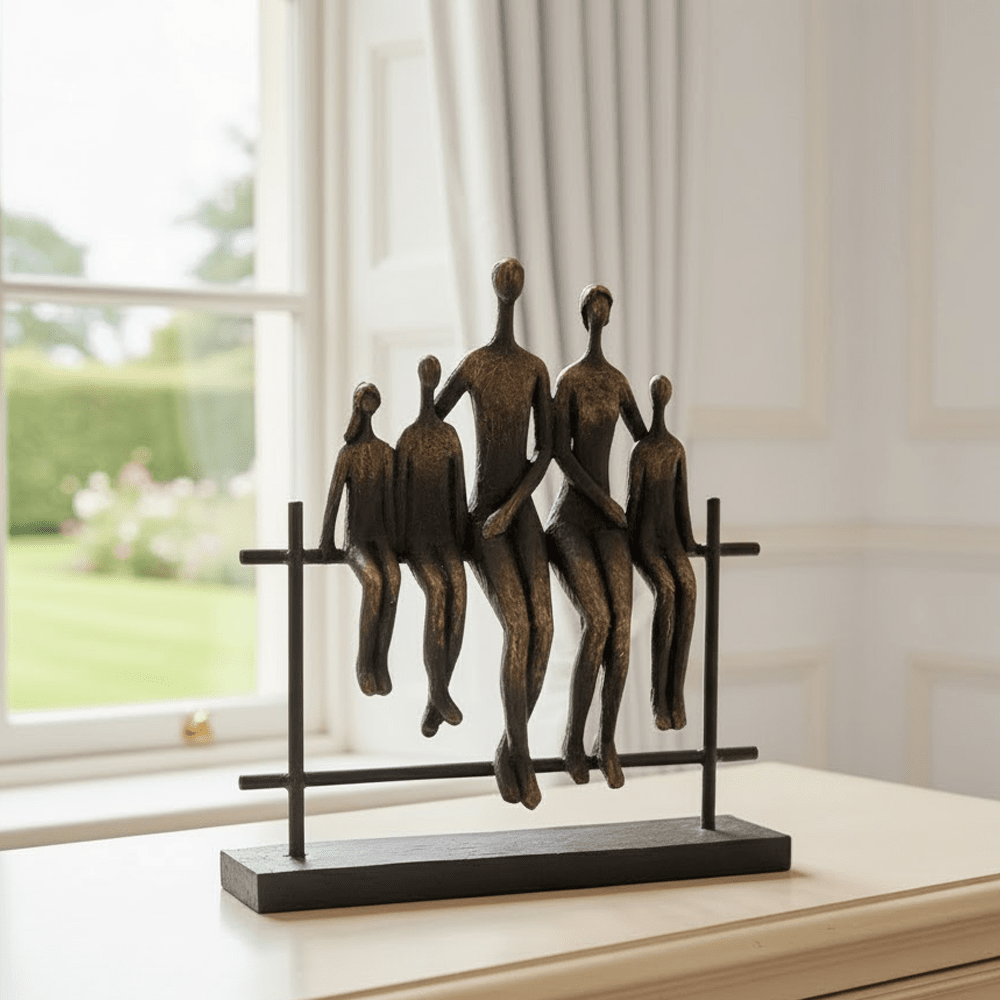 Antique Brass Family of Five Sitting Sculpture Accessories 