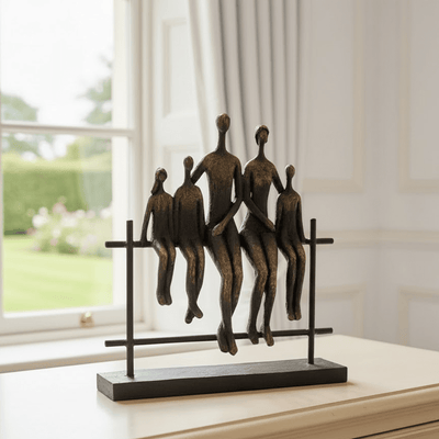 Antique Brass Family of Five Sitting Sculpture Accessories 