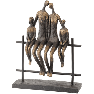 Antique Brass Family of Four Sitting Sculpture Accessories 