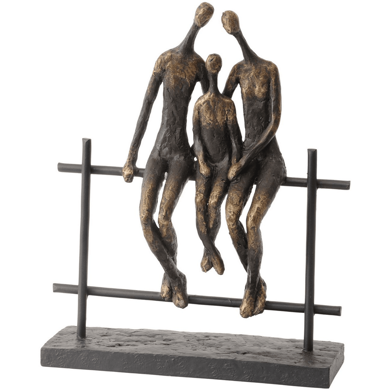 Antique Brass Family of Three Sitting Sculpture Accessories 