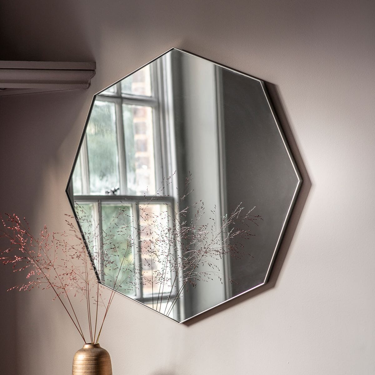Antonia Octagonal Silver Framed Wall Mirror Accessories 
