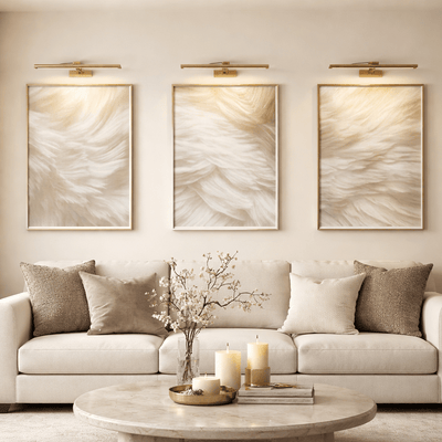 Aquaria Heavenly Feather Neural Framed Wall Art - Set of 3 Accessories 