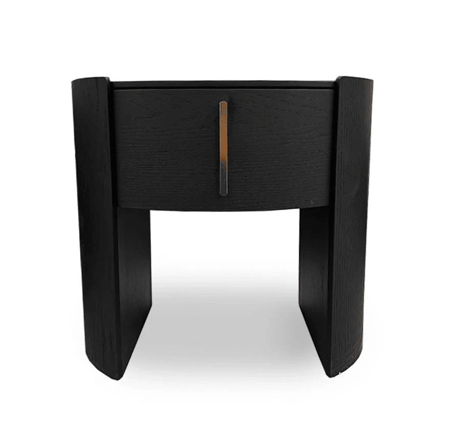 Arezzo Black 1 Drawer Bedside Table with Gold Handle Detail Furniture 