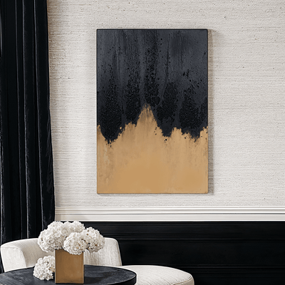 Aria Black & Gold Abstract Frameless Canvas Wall Art Accessories 