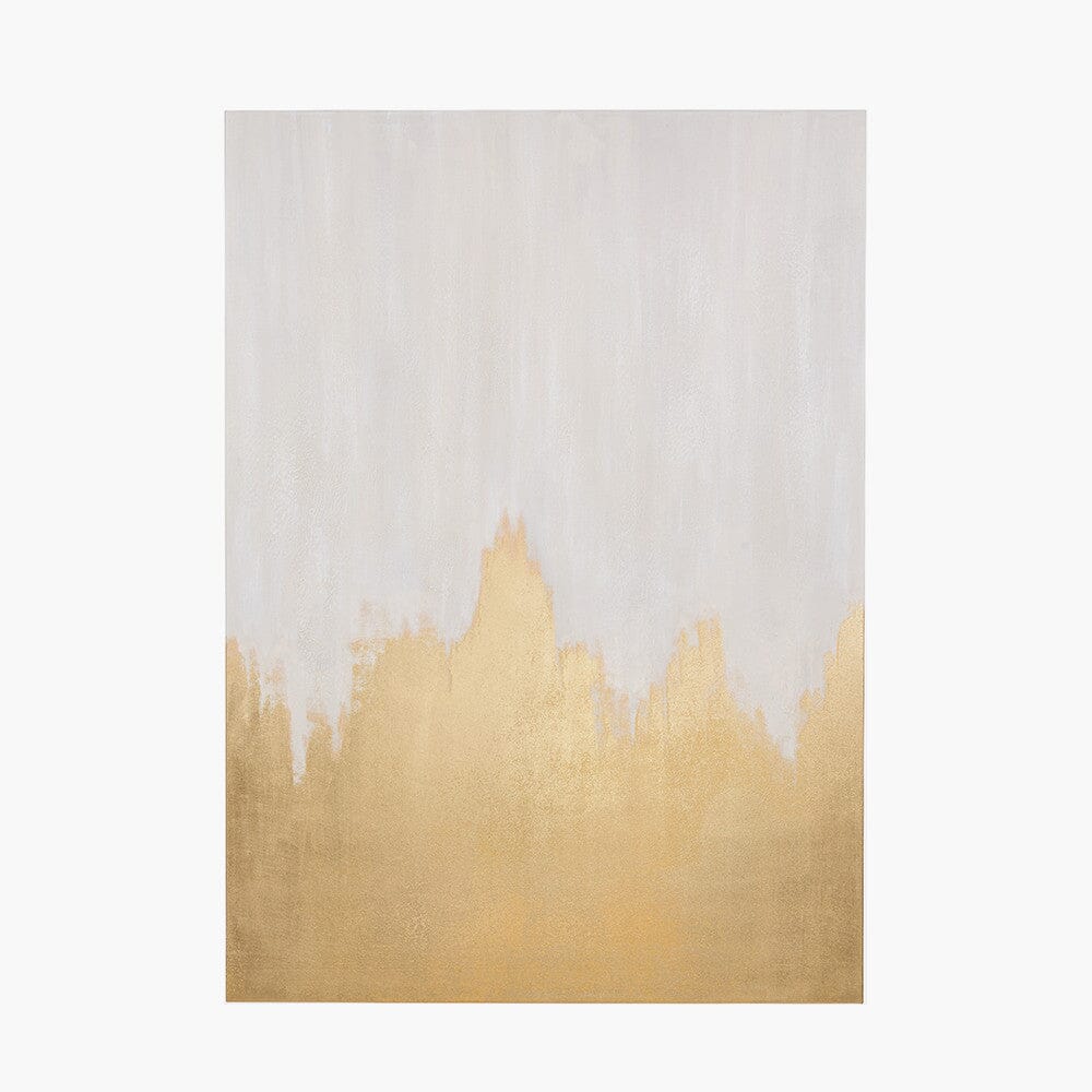 Aria White & Gold Abstract Frameless Canvas Wall Art Accessories 