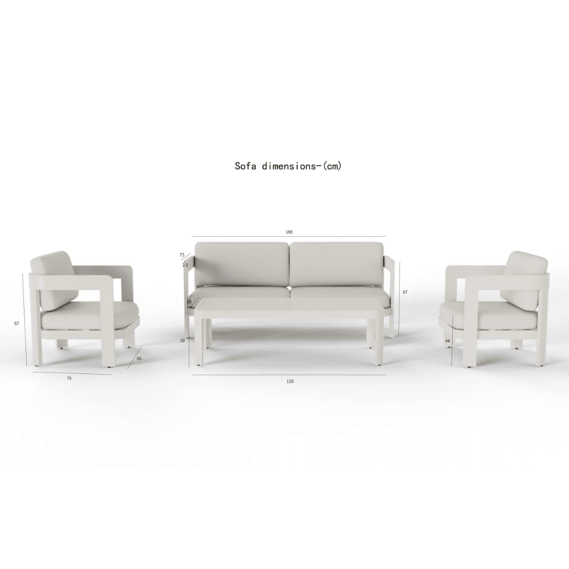 Ariel Cream 4 Seater Outdoor Sofa Set Outdoor 
