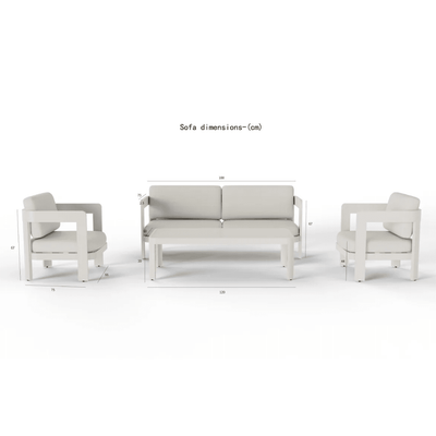 Ariel Cream 4 Seater Outdoor Sofa Set Outdoor 