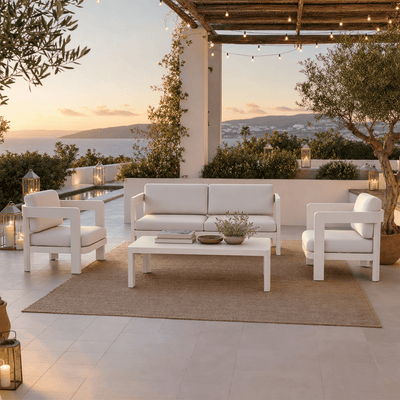 Ariel Cream 4 Seater Outdoor Sofa Set Outdoor 