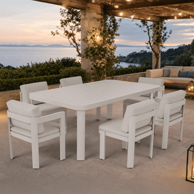 Ariel Cream 6 Seater Outdoor Dining Set Outdoor 